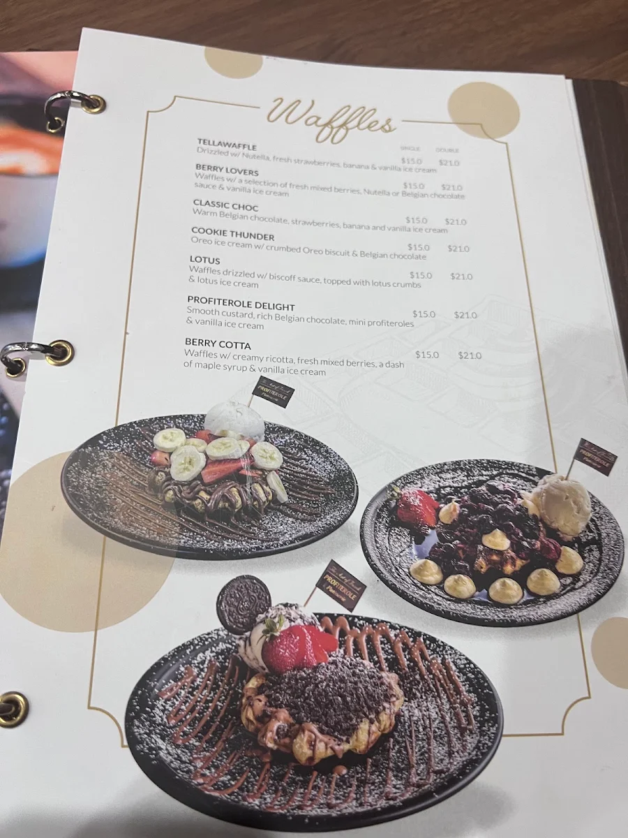 Menu, Profiterole Patisserie Mays Hill