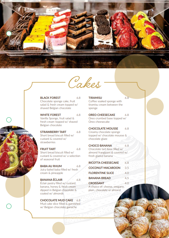 Menu, Profiterole Patisserie Mays Hill