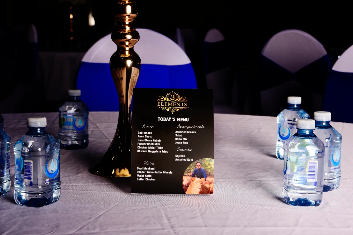 Menu, 3 Elements Indian Restaurant & Banquet Hall