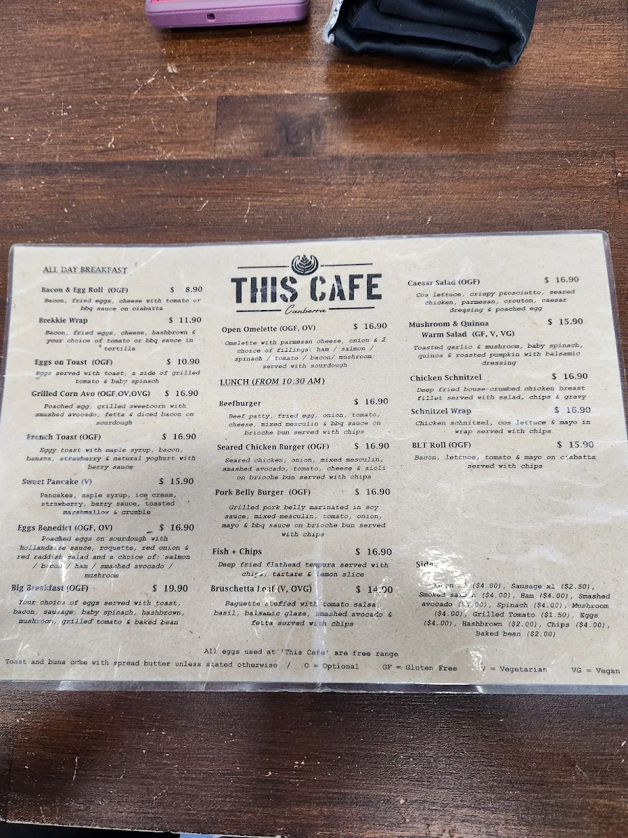 Menu, This Cafe