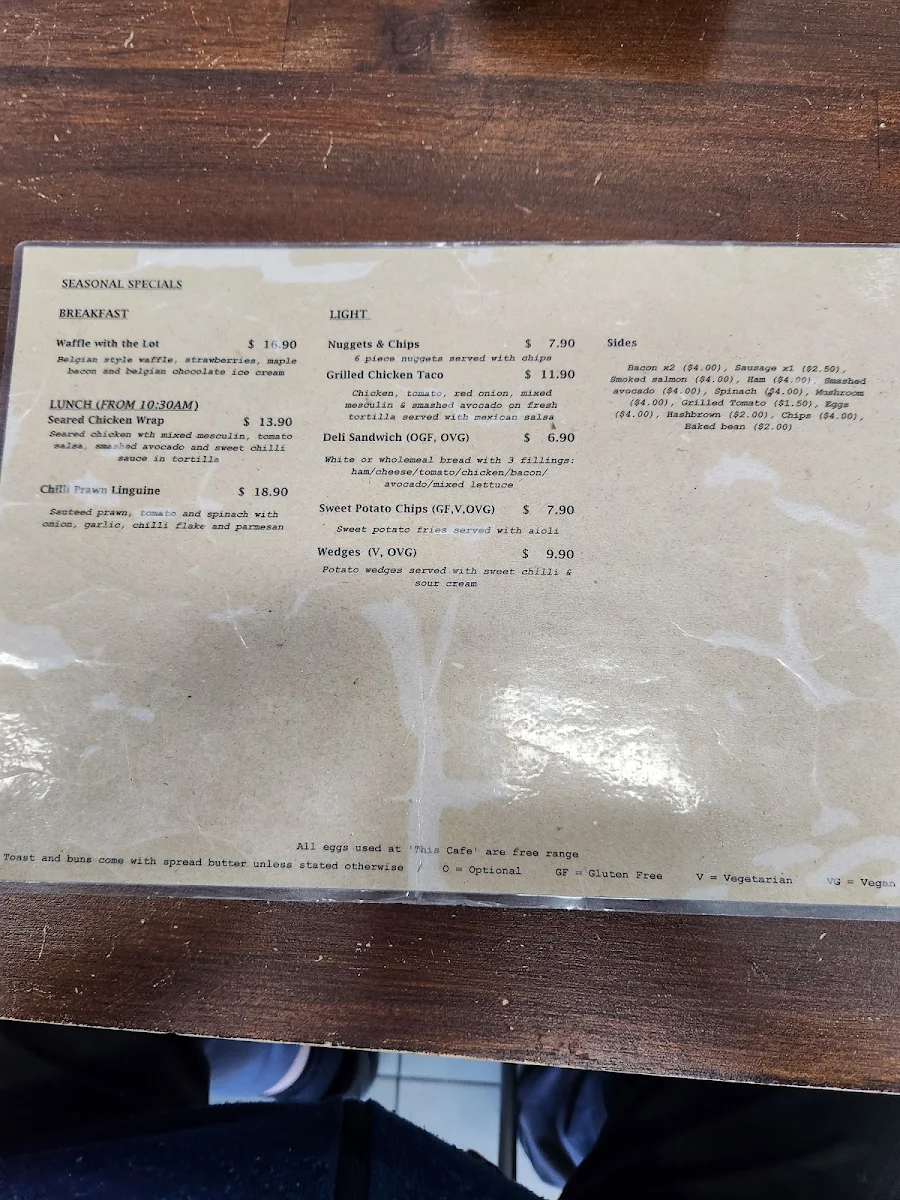 Menu, This Cafe