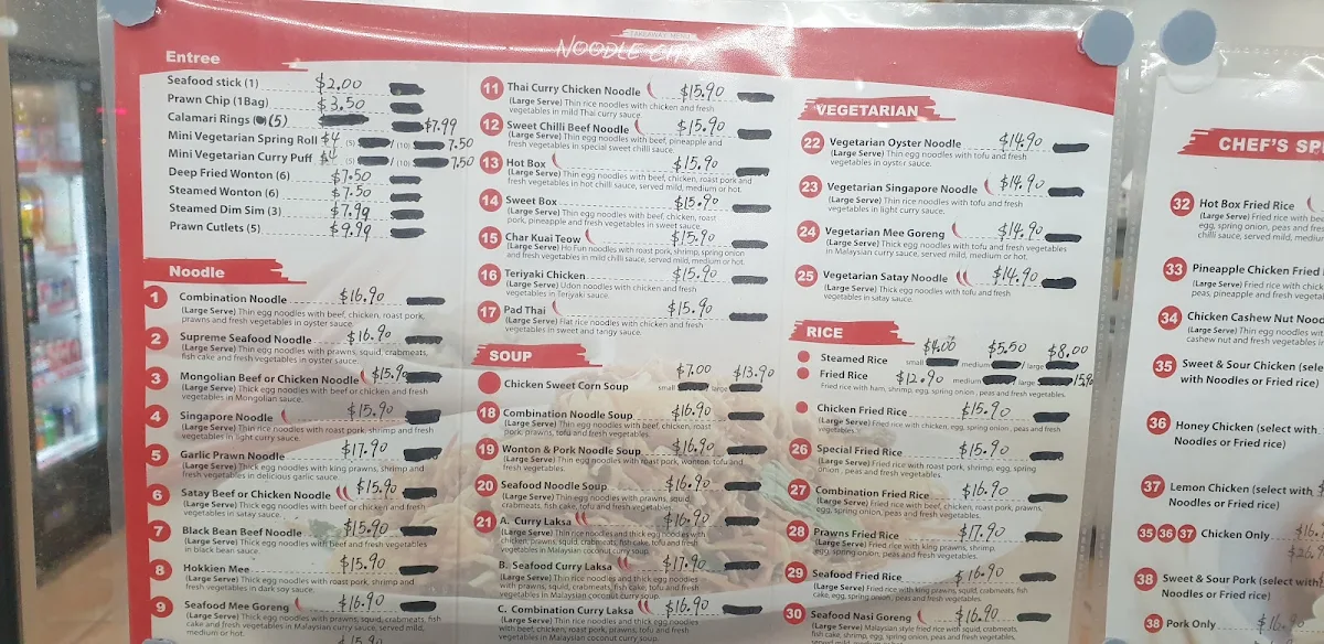 Menu, Noodle City Holland Park
