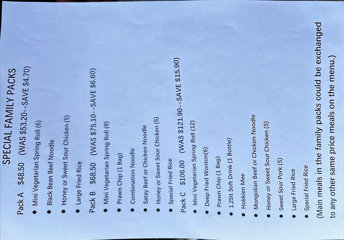 Menu, Noodle City Holland Park