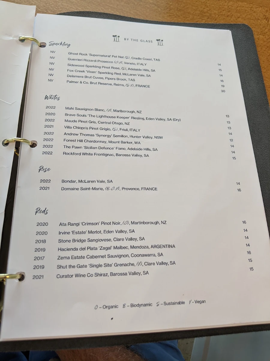 Menu, Third on the Left Palm Cove