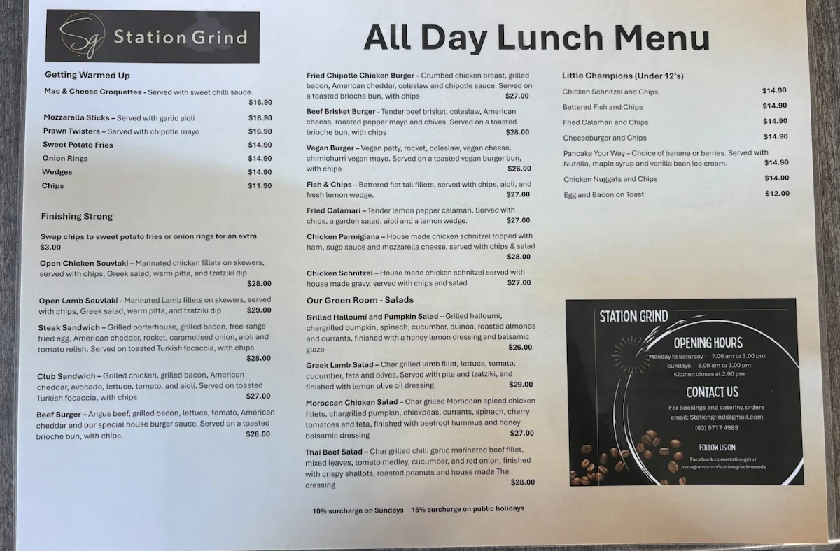 Menu, Station Grind