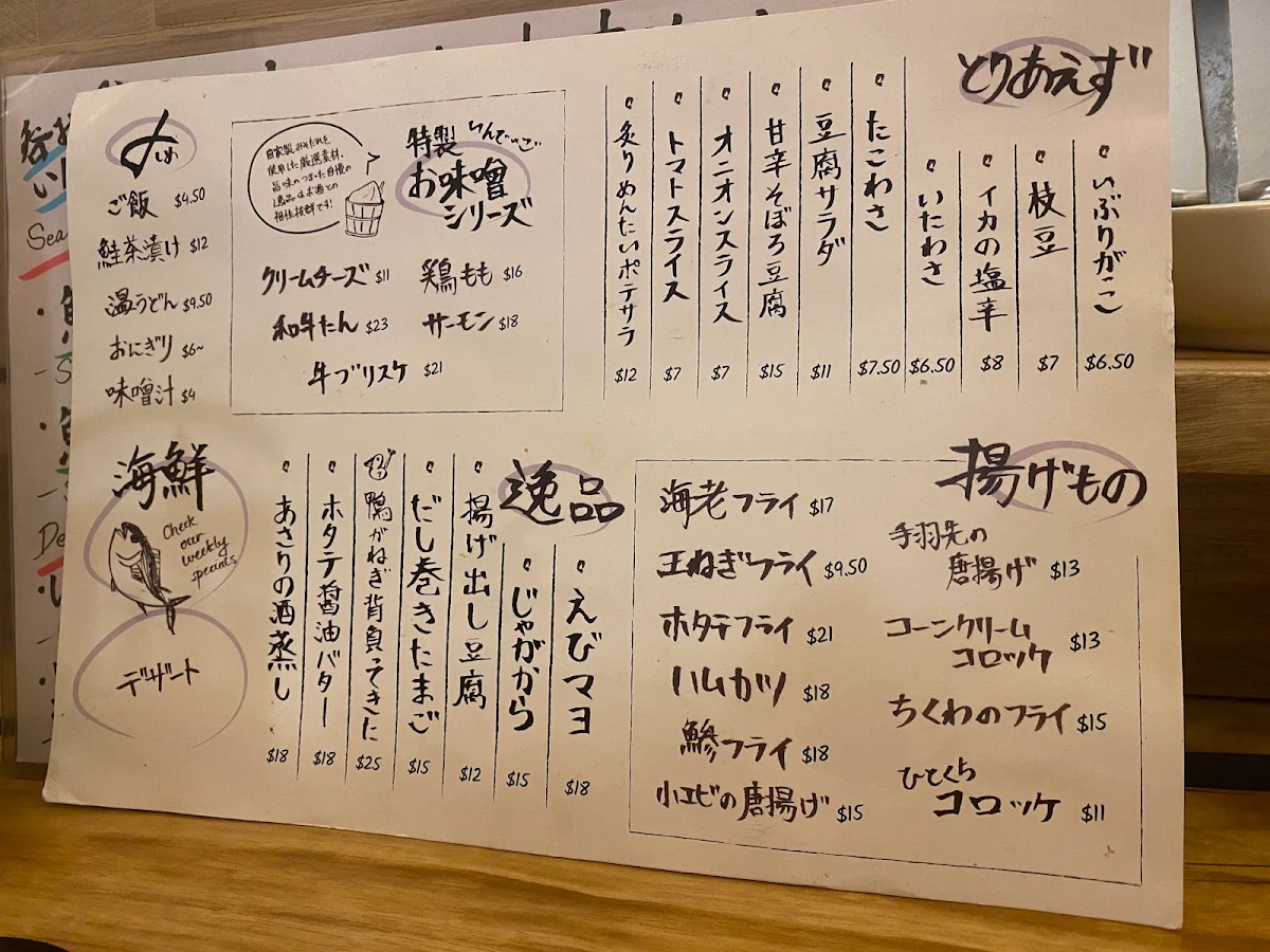 Menu, Nomidokoro Indigo