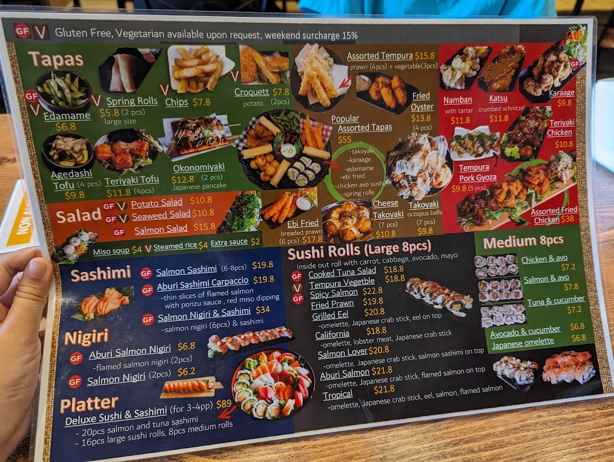 Menu, WAZA Japanese Restaurant