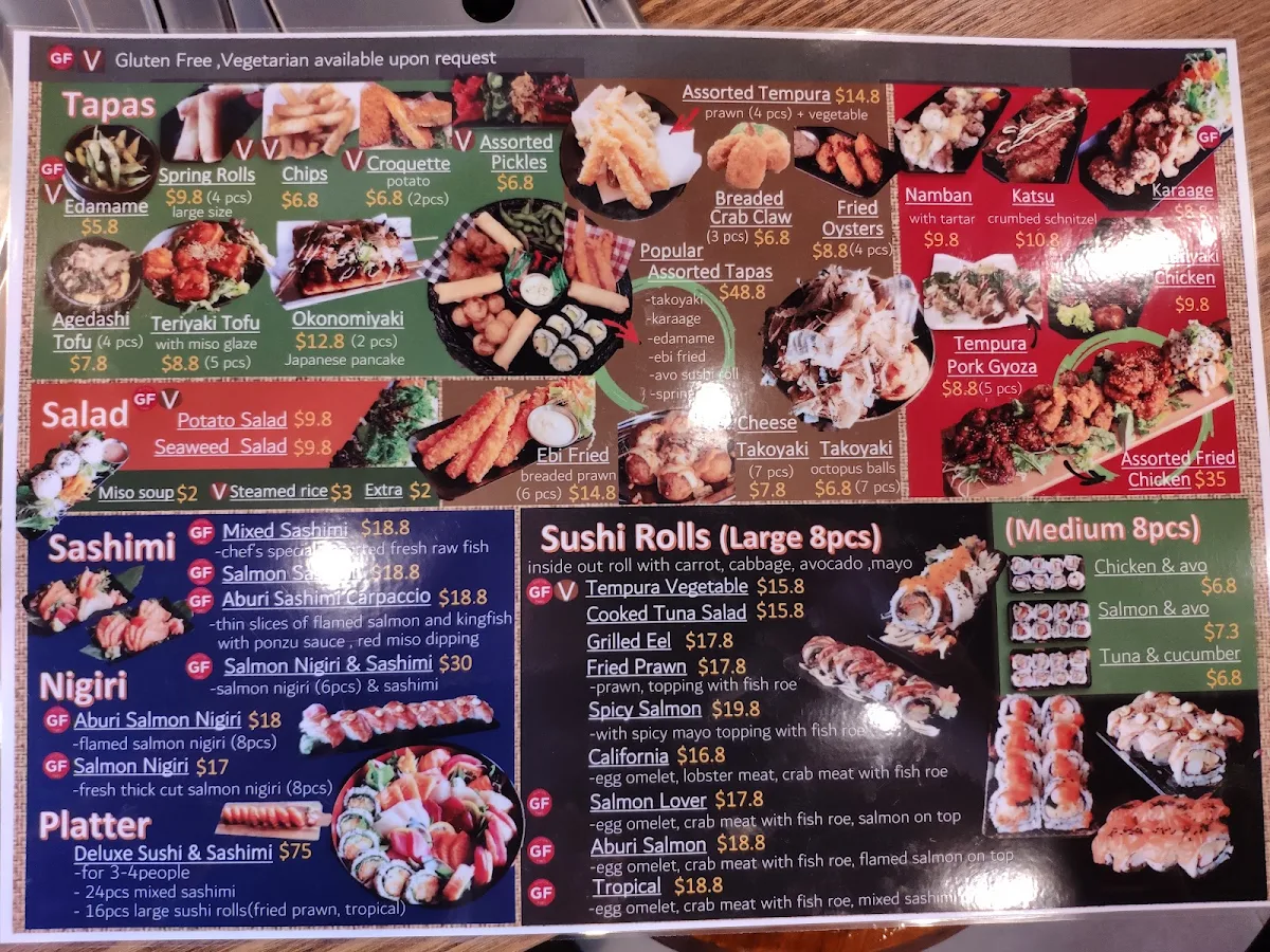 Menu, WAZA Japanese Restaurant