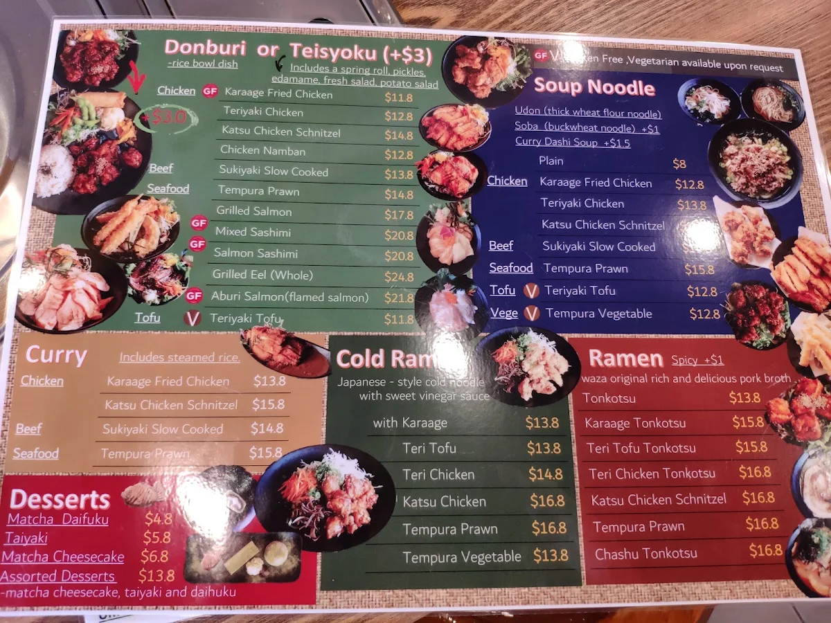 Menu, WAZA Japanese Restaurant