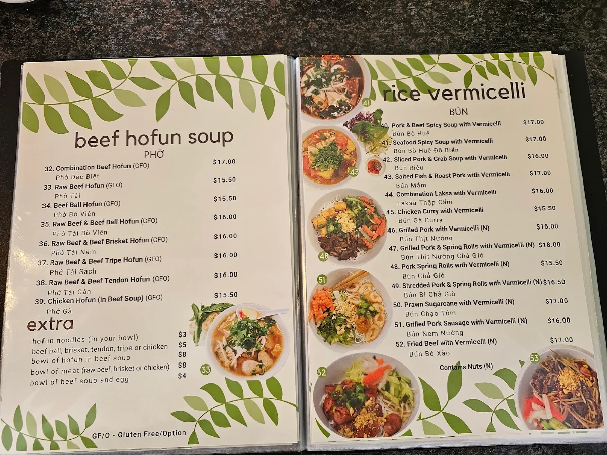 Menu, Phong Dinh Noodle House