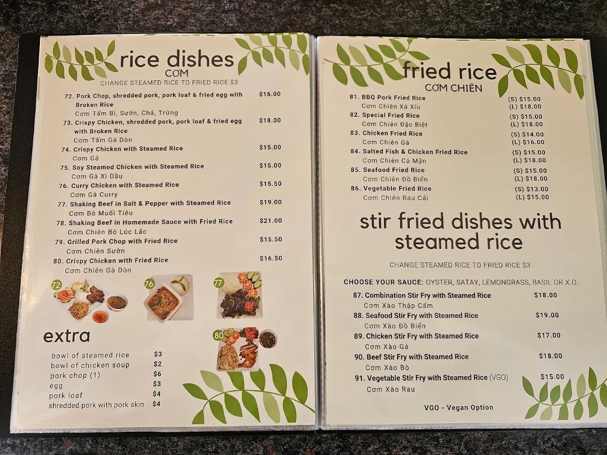 Menu, Phong Dinh Noodle House