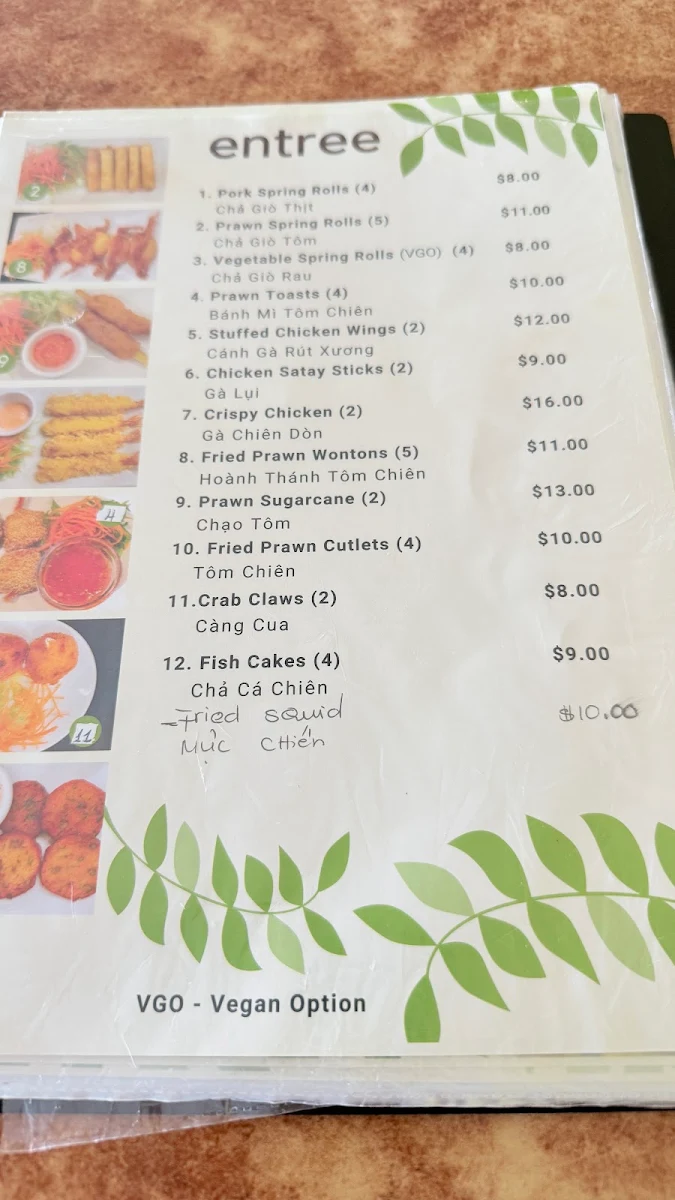 Menu, Phong Dinh Noodle House