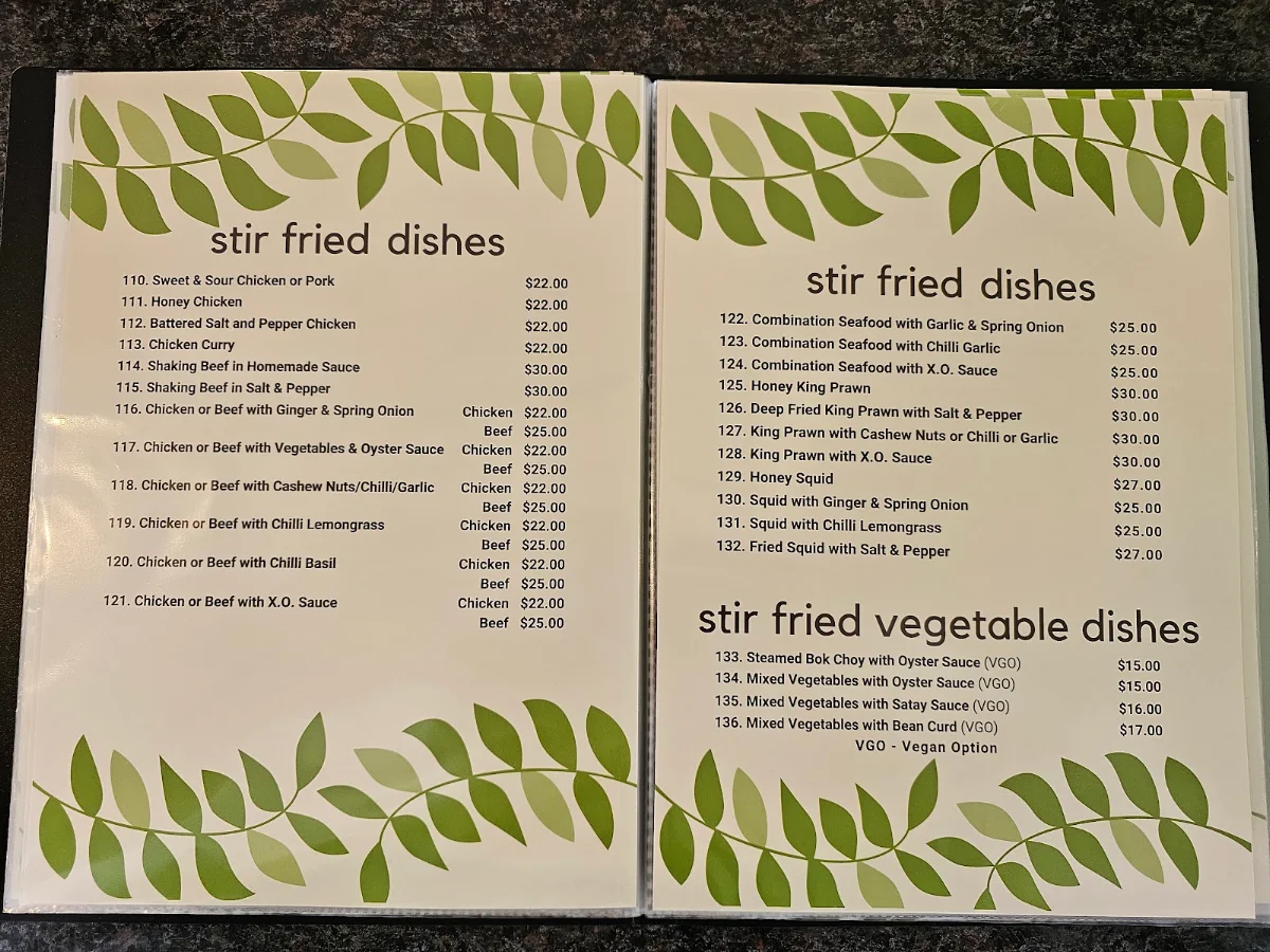 Menu, Phong Dinh Noodle House