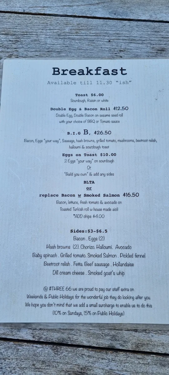 Menu, Three66 Espresso Bar