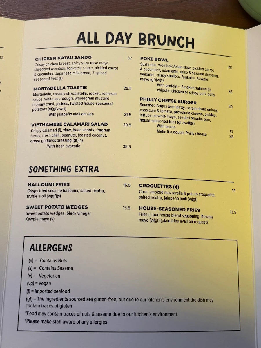 Menu, The Winey Cow