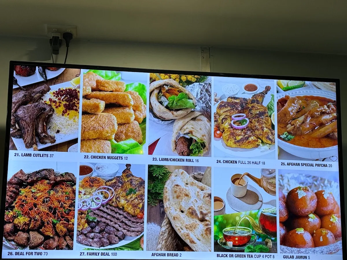 Menu, Afghan Kebab Campbellfield