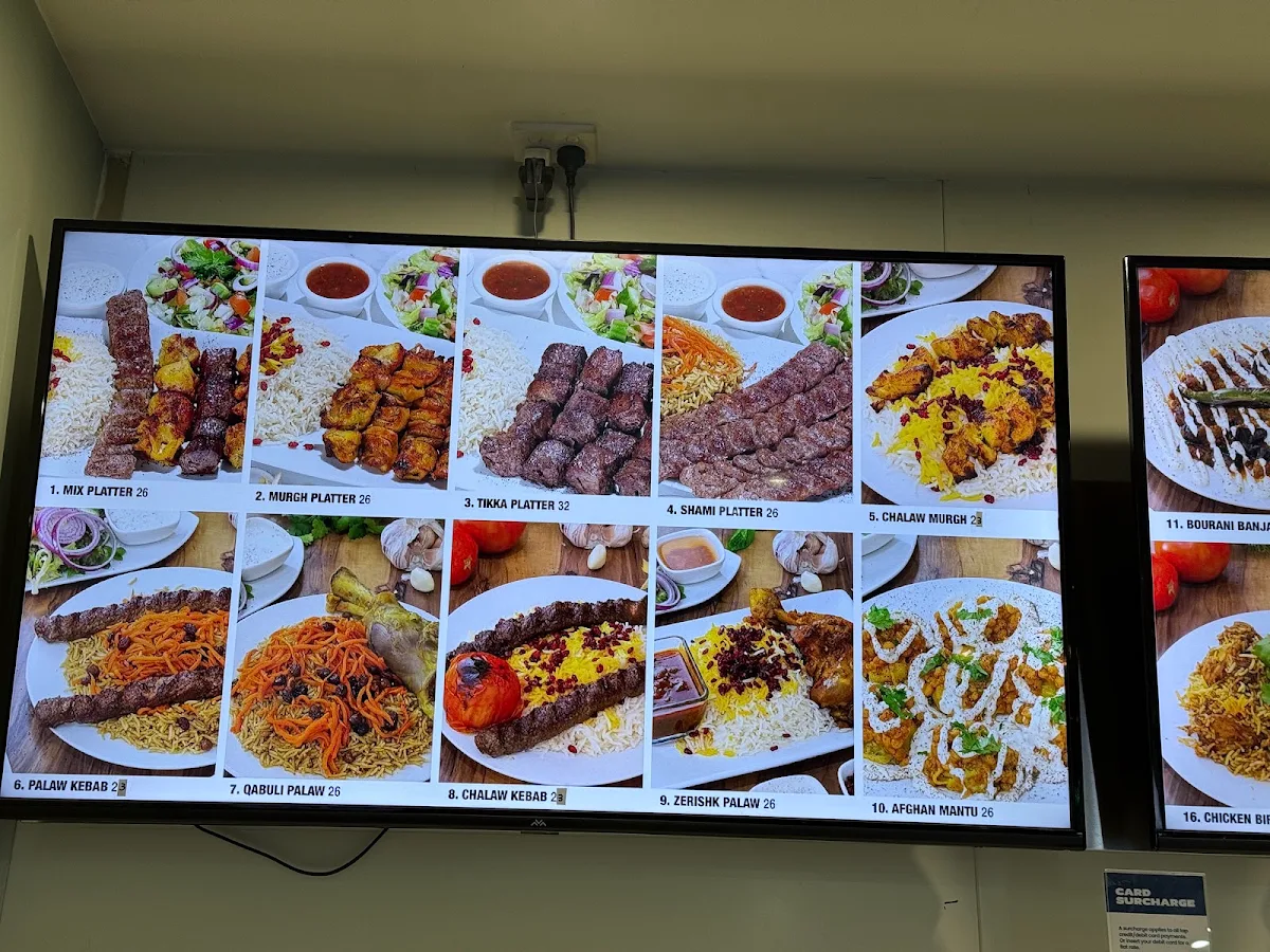Menu, Afghan Kebab Campbellfield