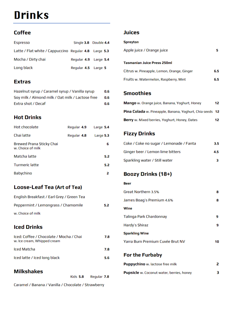 Menu, HoneyBee