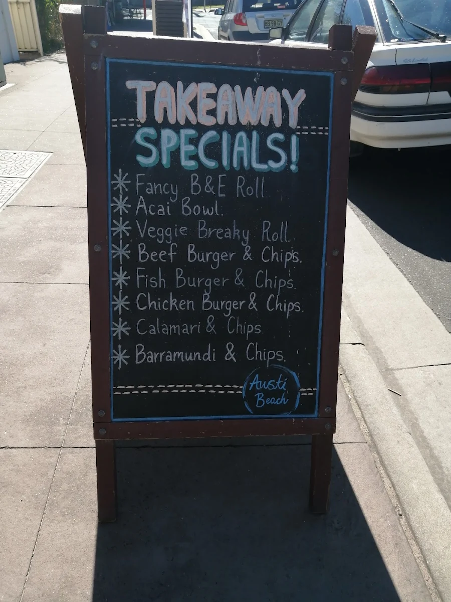 Menu, Austi Beach Cafe
