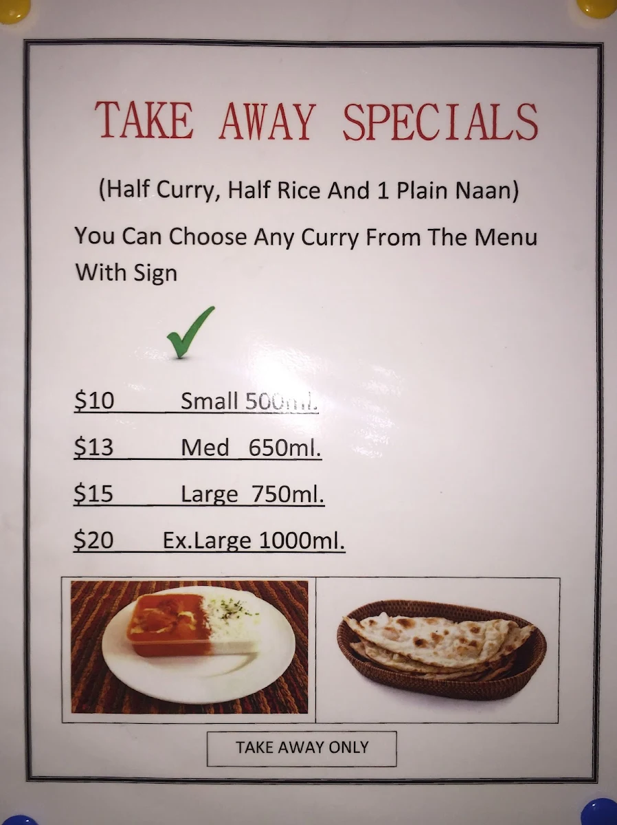 Menu, The Great Flavour of India