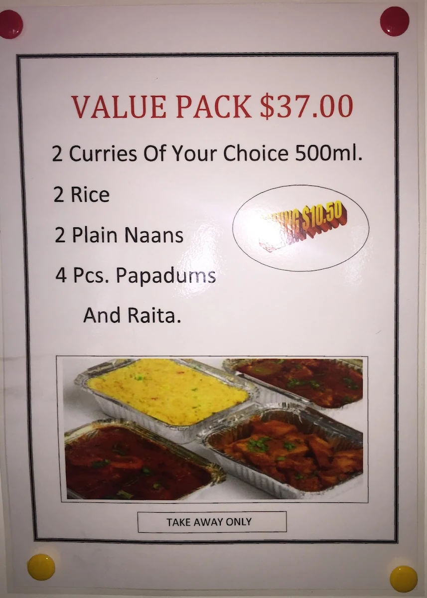 Menu, The Great Flavour of India