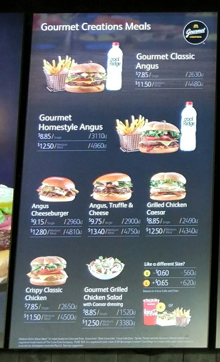 Menu, McDonald's Wollert