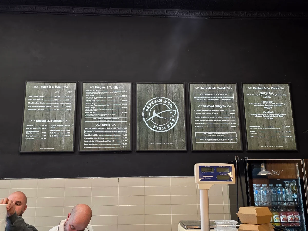 Menu, Captain & Co Fish & Chips