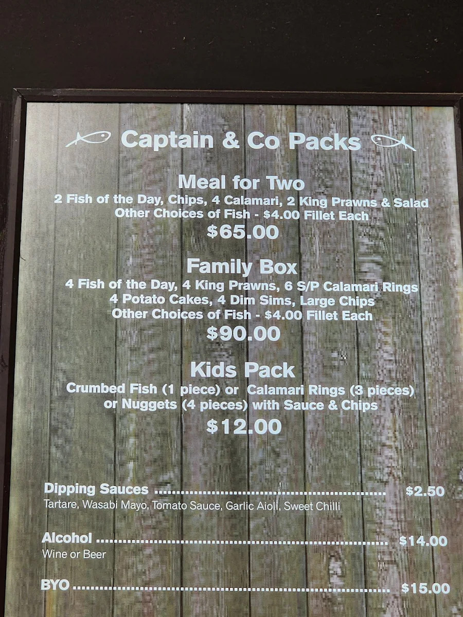 Menu, Captain & Co Fish & Chips