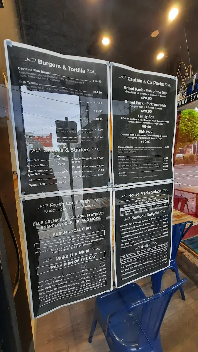 Menu, Captain & Co Fish & Chips