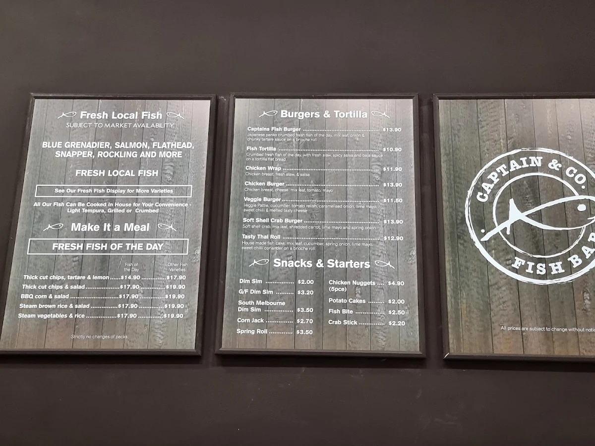 Menu, Captain & Co Fish & Chips