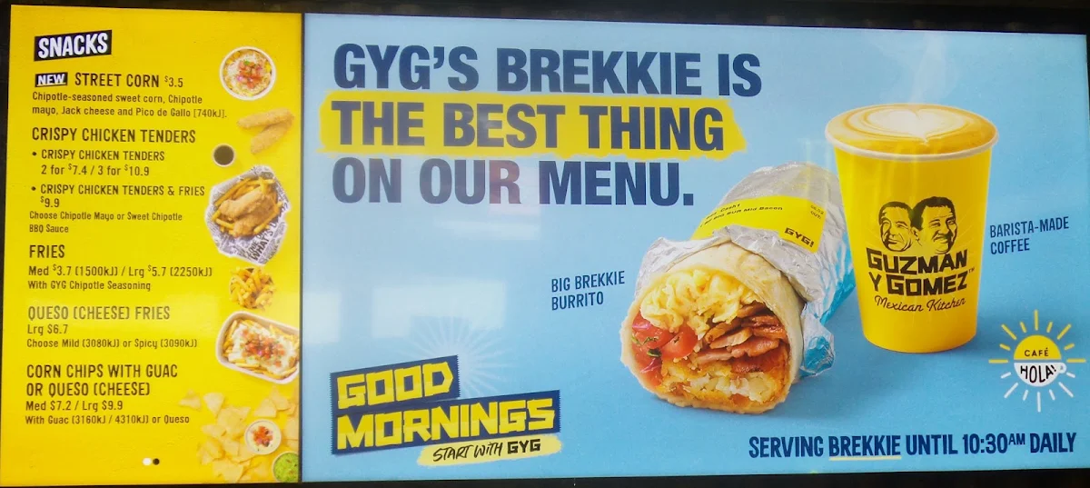 Menu, Guzman y Gomez Carrum Downs DT