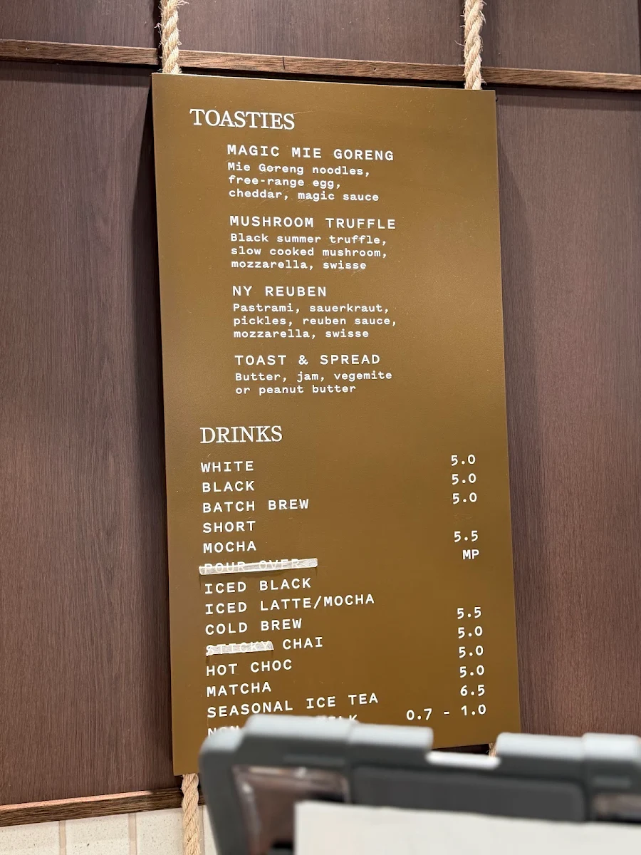 Menu, Dutch Smuggler coffee Qvb