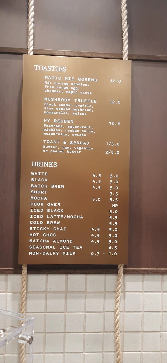 Menu, Dutch Smuggler coffee Qvb