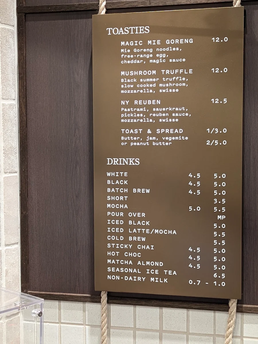 Menu, Dutch Smuggler coffee Qvb