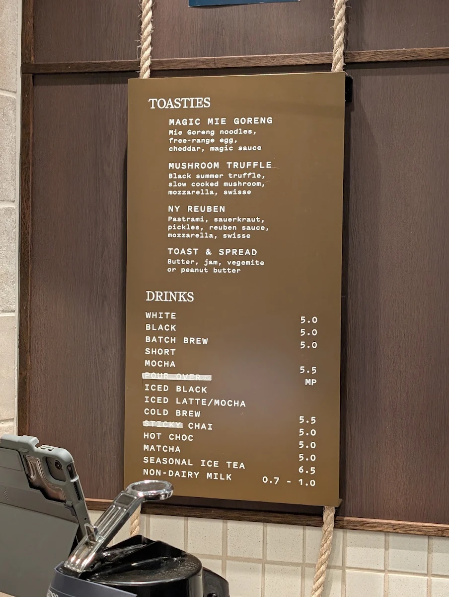 Menu, Dutch Smuggler coffee Qvb