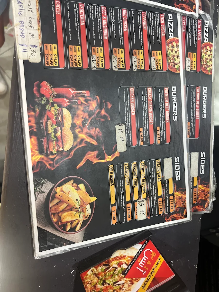 Menu, Pizza Atish