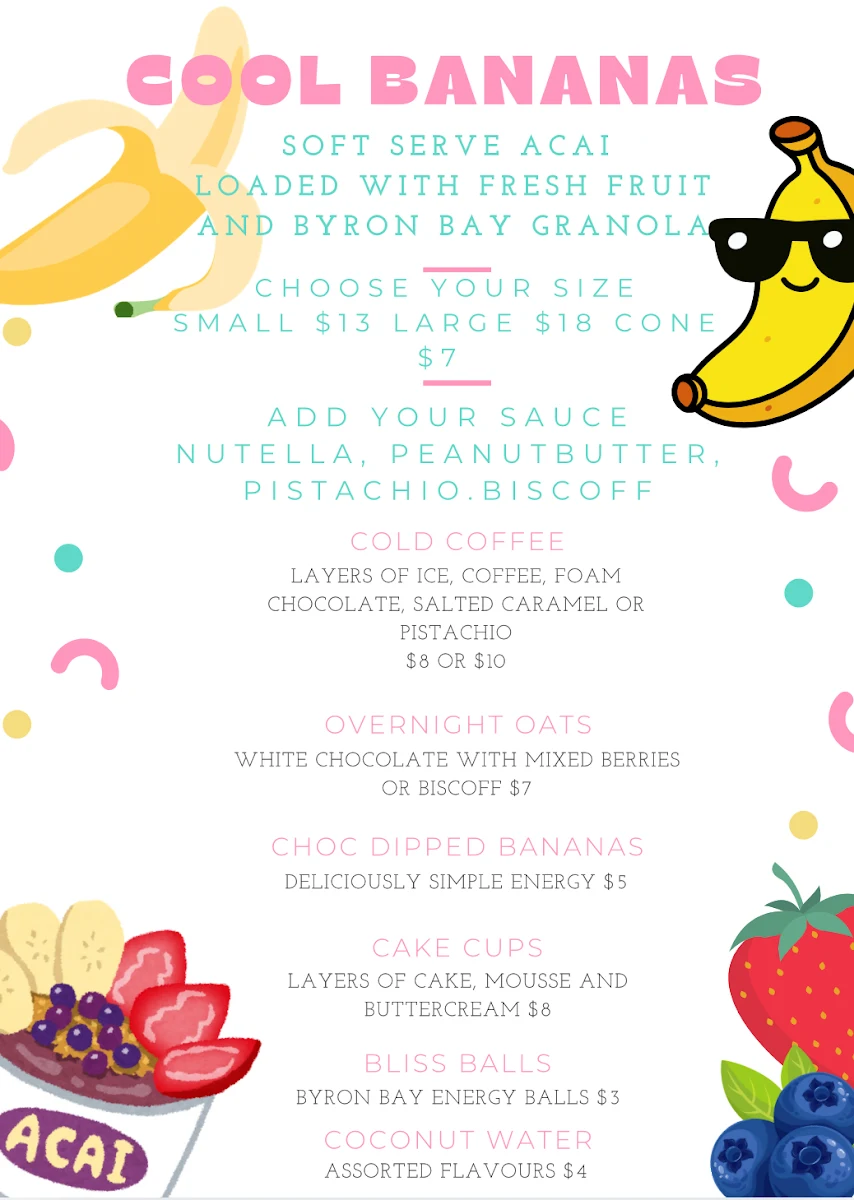 Menu, Cool Bananas