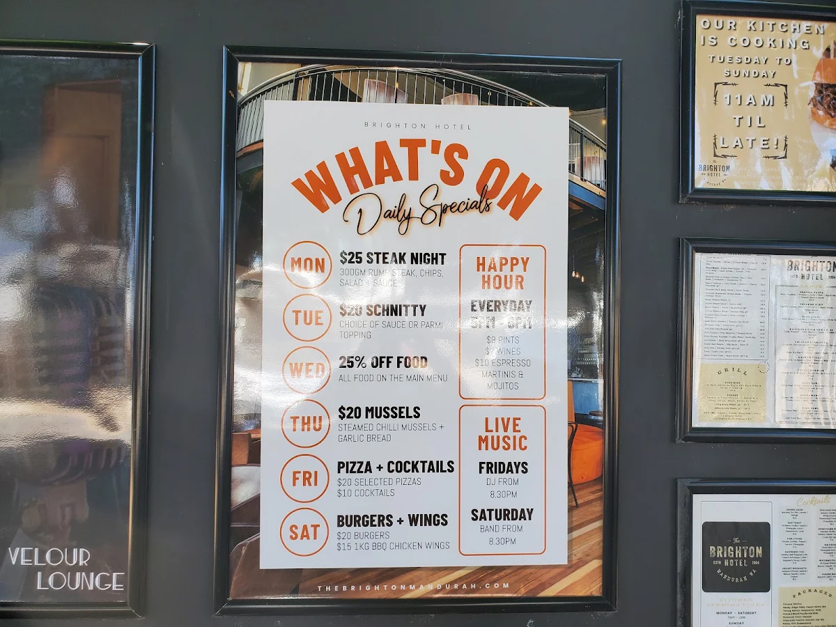 Menu, Brighton Hotel