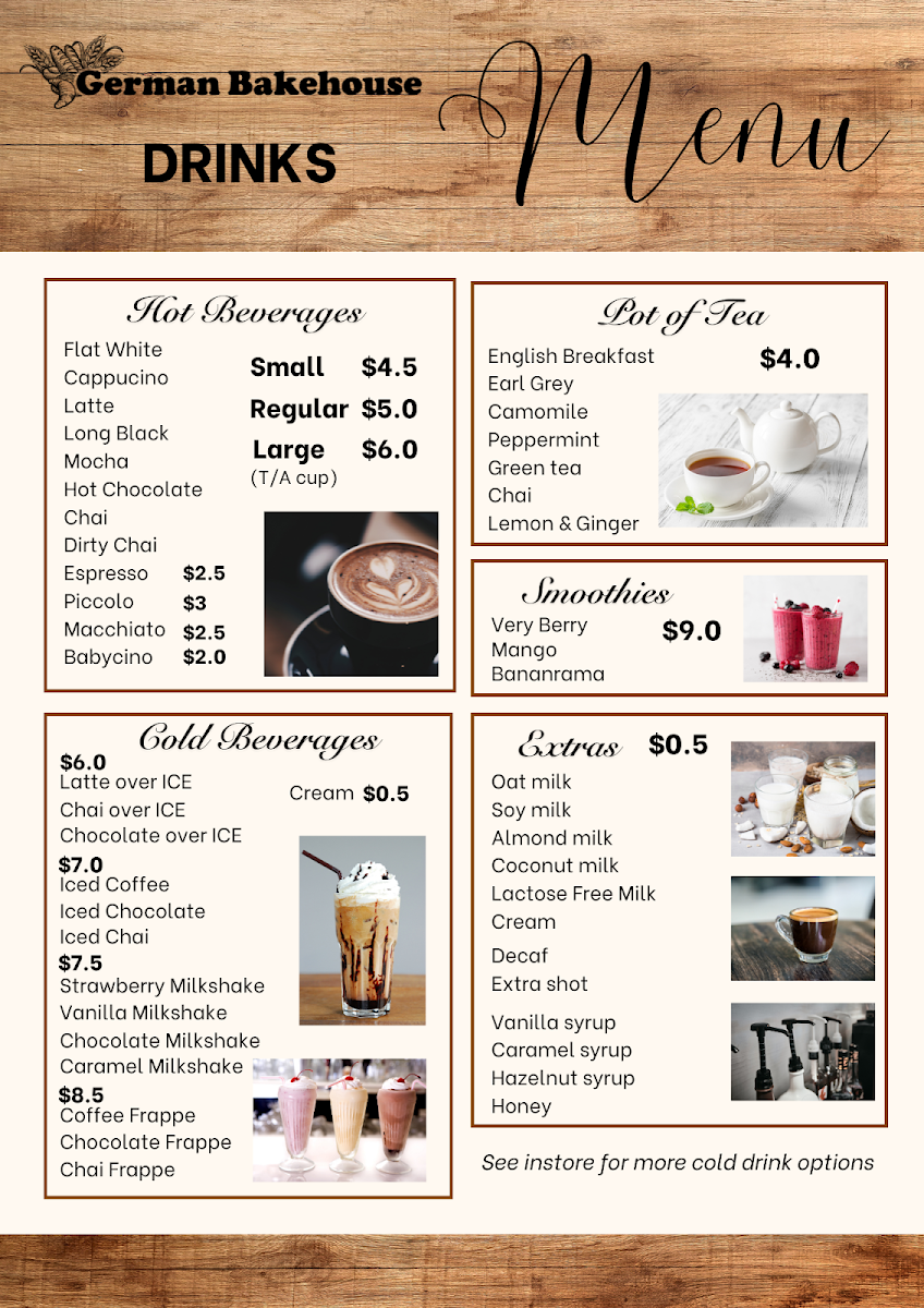 Menu, German Bakehouse Cooroy