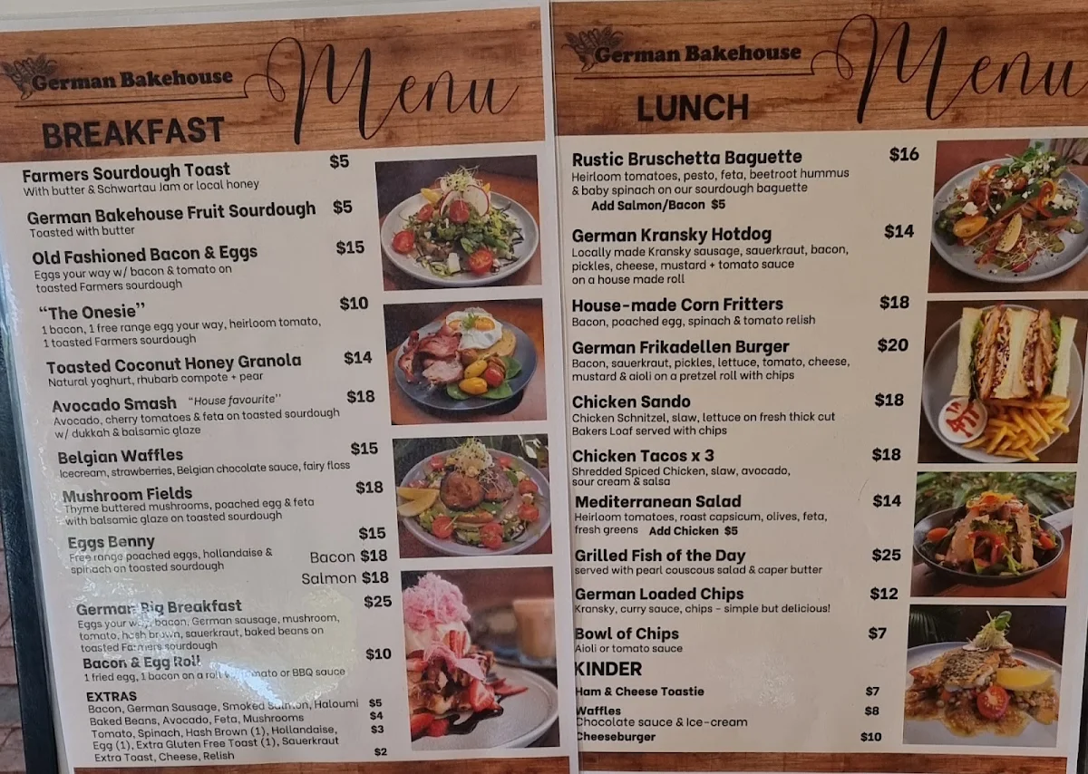 Menu, German Bakehouse Cooroy