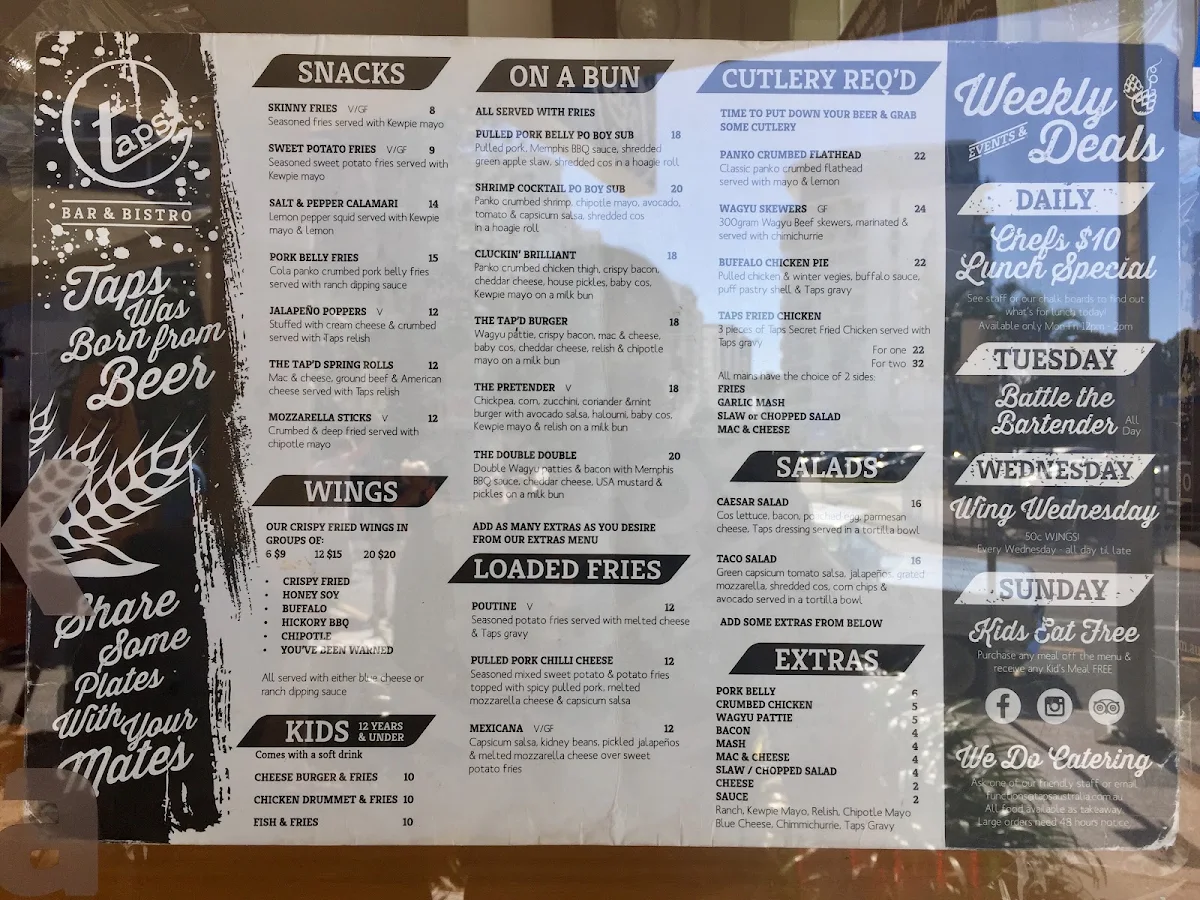 Menu, Taps Mooloolaba