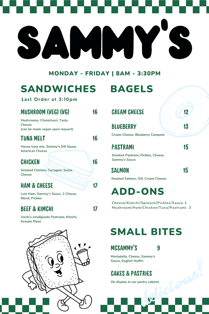 Menu, Sammy's
