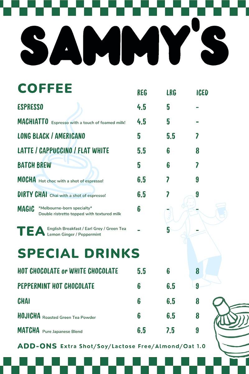 Menu, Sammy's