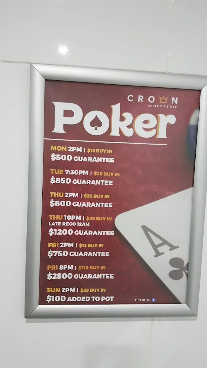 Menu, Crown On McCredie