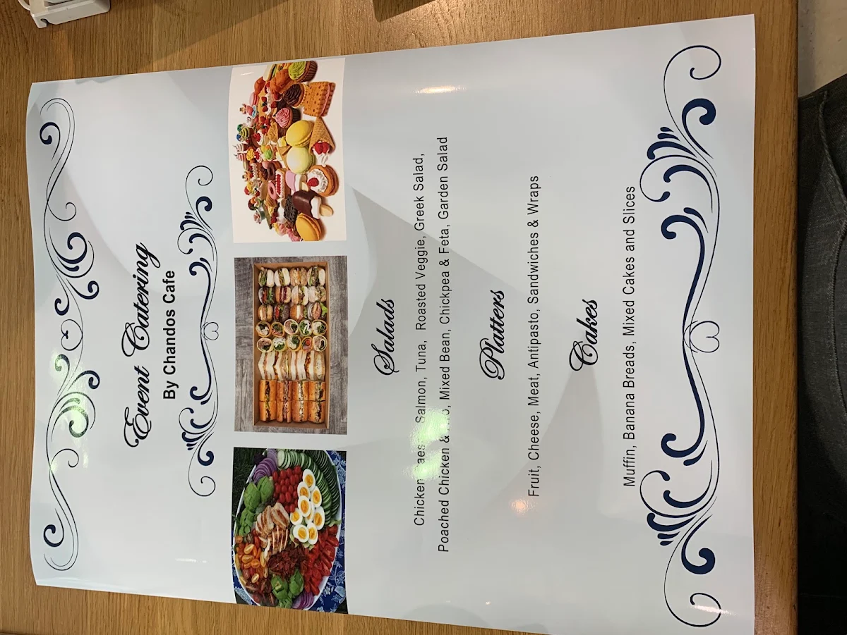 Menu, Chandos cafe
