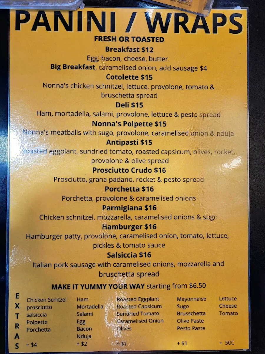 Menu, Yummy Cannoli