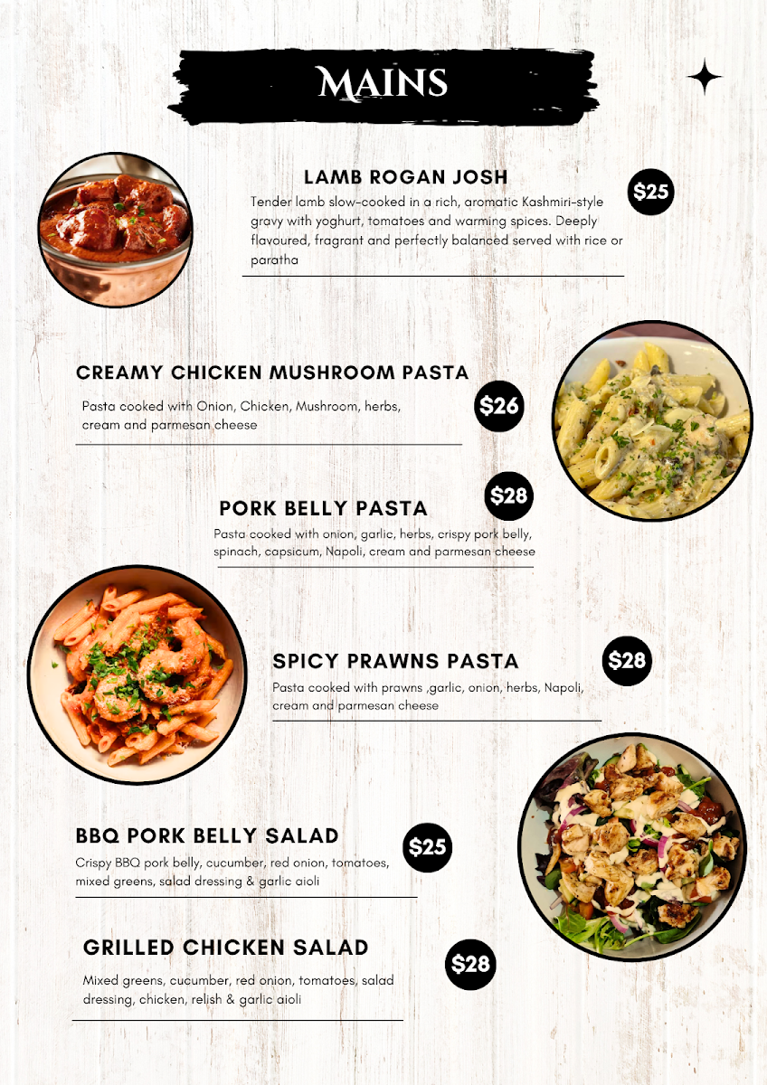 Menu, Darcy's Cafe, Bar & Restaurant