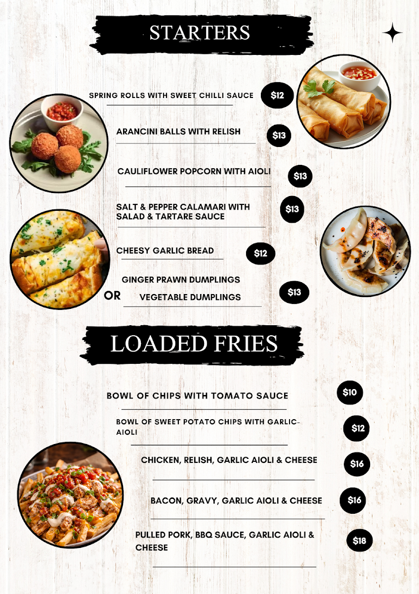 Menu, Darcy's Cafe, Bar & Restaurant