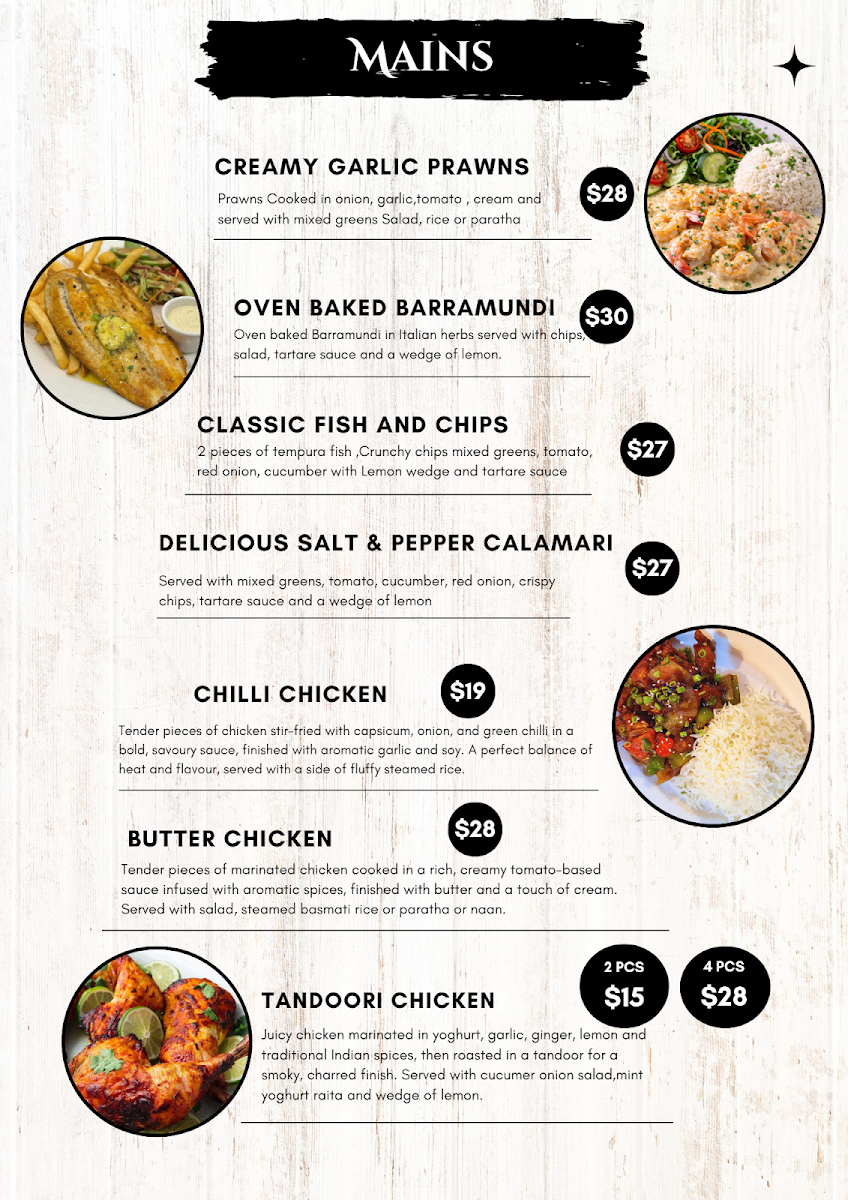Menu, Darcy's Cafe, Bar & Restaurant