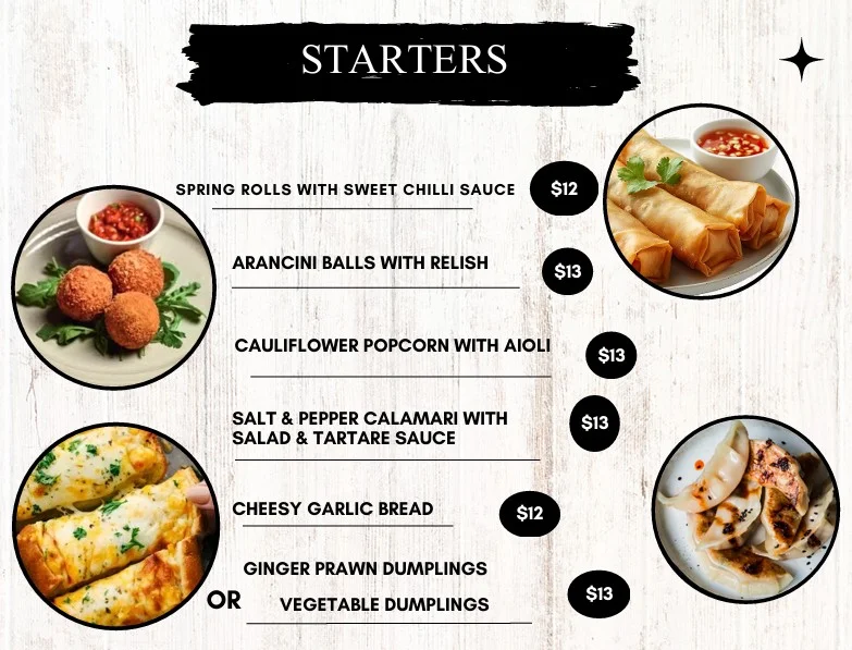 Menu, Darcy's Cafe, Bar & Restaurant